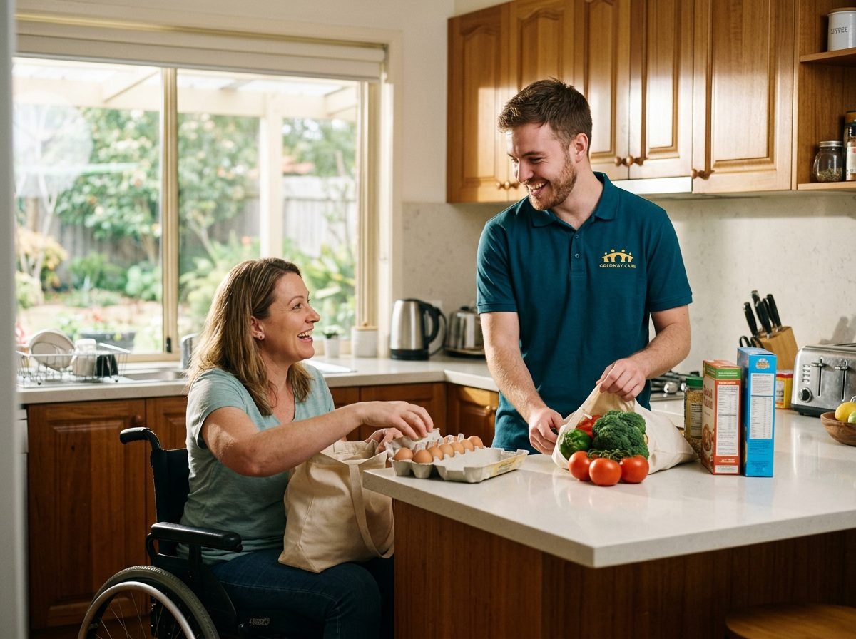 Goldway Care support worker helping a participant at home